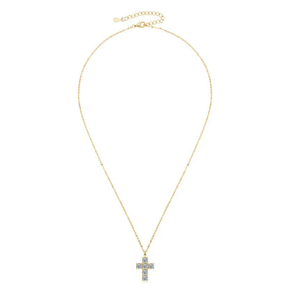 925 Sterling Silver Vintage Cross Pendant Necklace Certified 3.5mm Moissanite Necklace For Women Classic Fine Jewellry