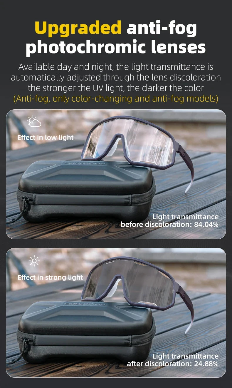 Cycling Glasses Goggles Polarized/Photochromic Sunglasses Sport Big frame Eyewear UV400 Sun Protection with 2 Lens