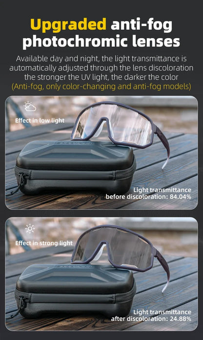 Cycling Glasses Goggles Polarized/Photochromic Sunglasses Sport Big frame Eyewear UV400 Sun Protection with 2 Lens