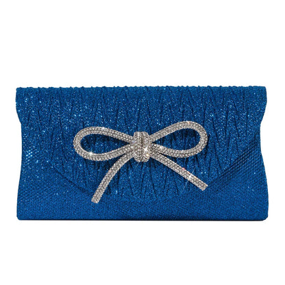 Women Elegant Evening Handbag Shiny Crystal Bow Flap Clutch Purse Envelope Dinner Evening Clutch Bags Wedding Party Prom Purse