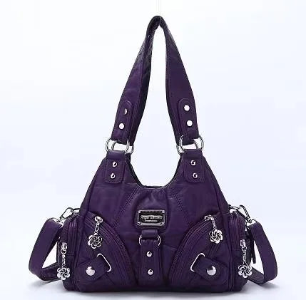 Vintage Women Handbags Soft Bag Small Top-handle Purse Fashion Satchel Multi-Pockets Shoulder Bag Hobos Phone Pack Tote Bag