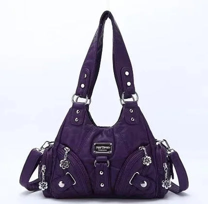 Vintage Women Handbags Soft Bag Small Top-handle Purse Fashion Satchel Multi-Pockets Shoulder Bag Hobos Phone Pack Tote Bag