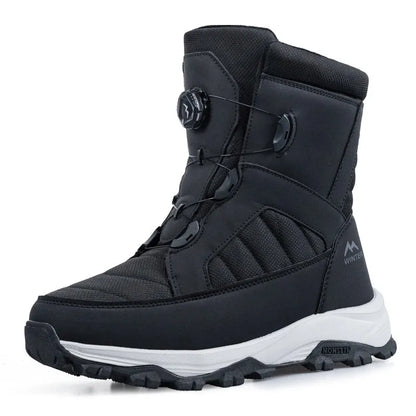 Mens Snow Boots Thickened Velvet Winter Boots Rotating Buckle Design Mid-calf Boots Plush Warm Cotton Shoes for Men Botas Hombre