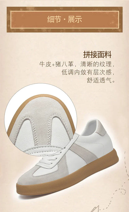 Invisible Height-Increasing Shoes 8cm German Training Shoes for Men, Summer Breathable Casual Sneakers, Genuine Leather Retro Versatile Forrest Gump Shoes 6cm