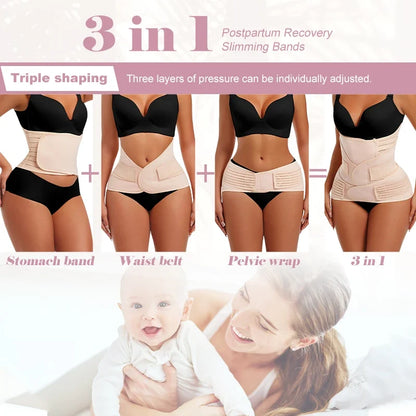 3 In 1 Postpartum Waist Trainer Body Shaper Compression Tummy Girdles Corset Belt Shapewear Faja