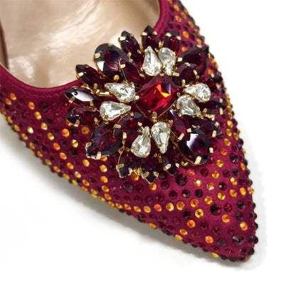 Nigerian Women Heel Party Ladies Italian Design Shoes And Bag Set Decorated with Rhinestone Handbag Wedding Party