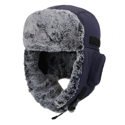 Men's Trapper Hat With Faux Fur Linning Eskimo Windproof Waterproof Winter Warm Hats Ushanka Hunting Skiing Hat