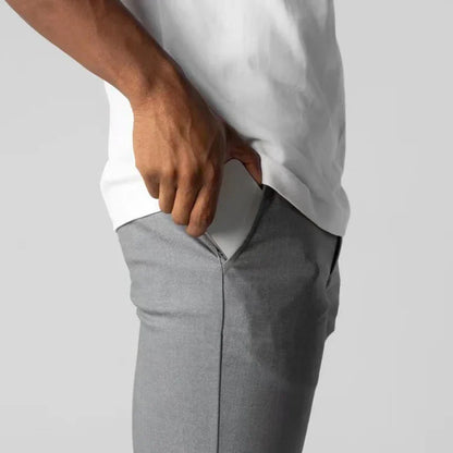 Casual Suit Pants Mens City Work Cotton Trousers Breathable Elastic Waist Pants Spring Autumn Solid Color Slim Versatile Pants