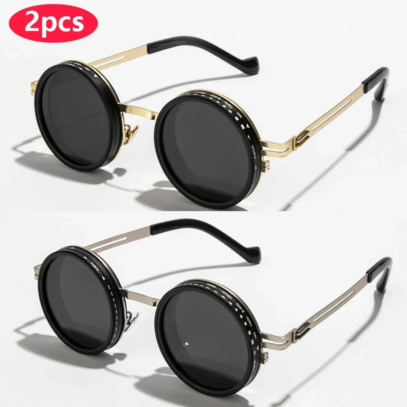 Cycling ND2-400 9 Level Adjustable Dimming Polarized Sunglasses Men Women Fishing Punk Round Glasses Eyeglasses ND Filter