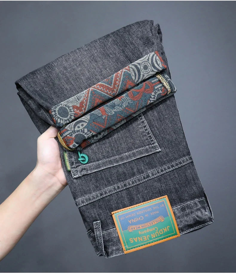 Summer New Men's Embroidered Denim Shorts Fashion Straight Slim Personality Streetwear Jeans Male Bermuda Male Short Pants