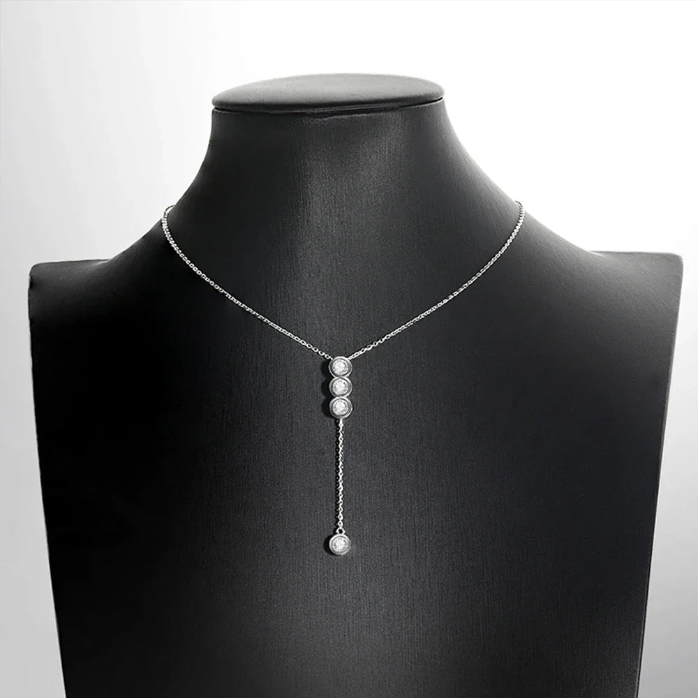 3mm/5mm Full Moissanite Necklace for Girls Classic Bubble Clavicular Chain 925 Sterling Silver Party Fine Jewelry Gift