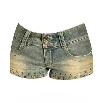 Y2k Streetwear Harajuku E-girl Summer Women 2000s Grunge Kpop Japanese Gyaru Low Rise Jean Shorts Slim Denim Hot Pants Trashy