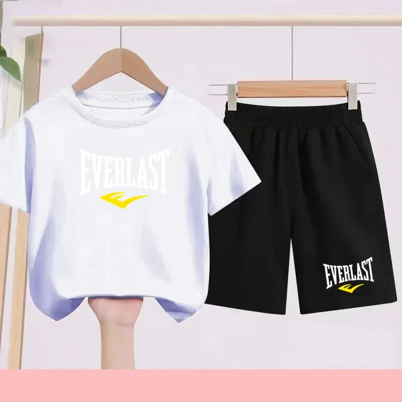 T-shirt d'été pour garçons et filles, manches courtes sportives pour enfants de 7 à 13 ans, pantalons à caractères, confortables