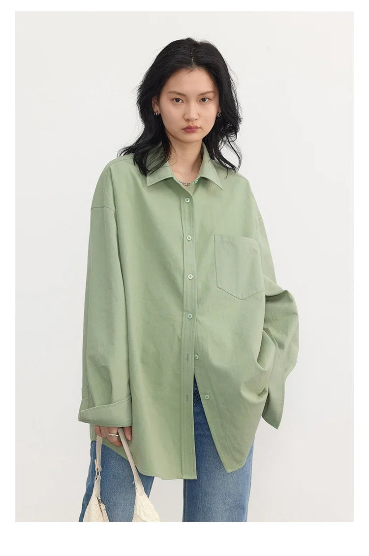 Korean Women's Long-sleeved Shirt Loose Woman Tops Fashion Woman Blouse Office Lady Coat 2025 Spring Autumn Clothing