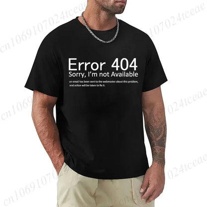 T Shirt for Men 404 Error Coding Geek Programmer Tee Tops Round Neck Short-Sleeve Fashion Tshirt Clothing Casual Basic T-shirts
