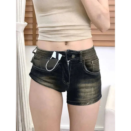 Vintage Denim Shorts Summer 2026 New High Waist Elastic Hot Short Pants Female Sexy Close-Fitting Package Hip Mini Jeans Shorts
