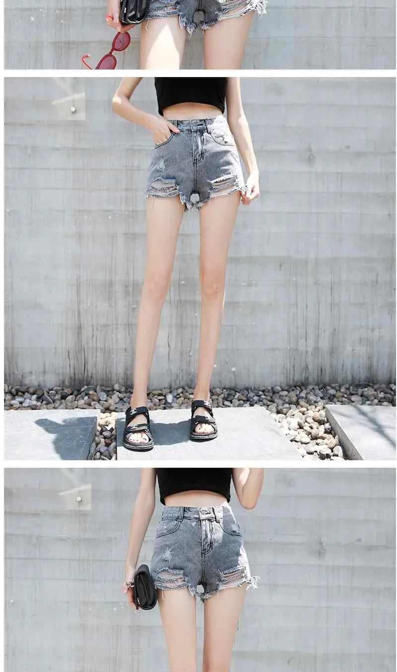 Women's Shorts Punk Ripped Baggy Short Pants for Woman To Wear Mini Loose Jeans Denim Korean Style XL Streetwear Clothing Cheap