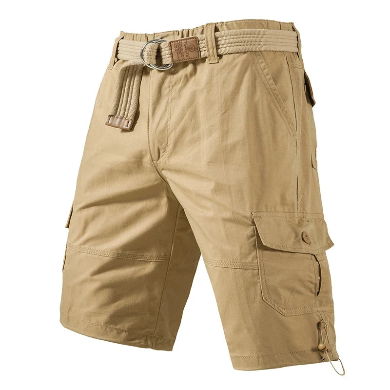 Mens Casual Cotton Shorts Hiking Cargo Shorts Relaxed Fit Streetwear Running Shorts Elastic Waist Short