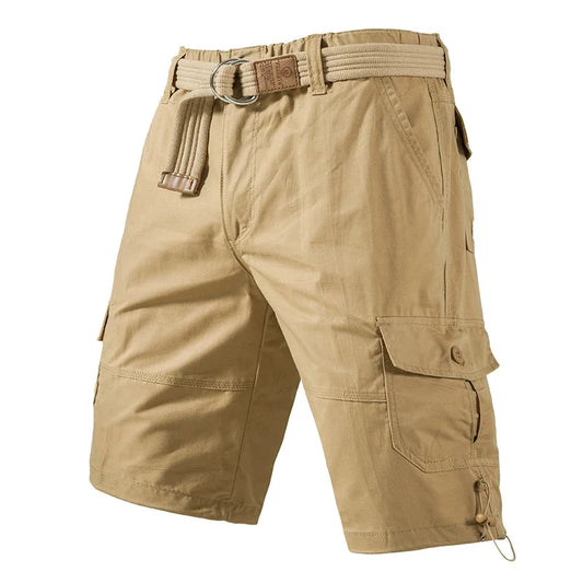 Mens Casual Cotton Shorts Hiking Cargo Shorts Relaxed Fit Streetwear Running Shorts Elastic Waist Short