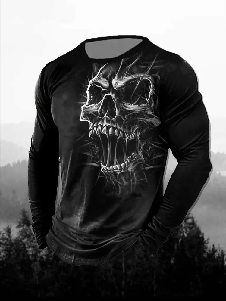 Fashion Skull Pattern 3D Printed Men's T-Shirt Casual outdoors Long Sleeve T-Shirt Unisex Autumn Unisex T-Shirt Men's Clothing