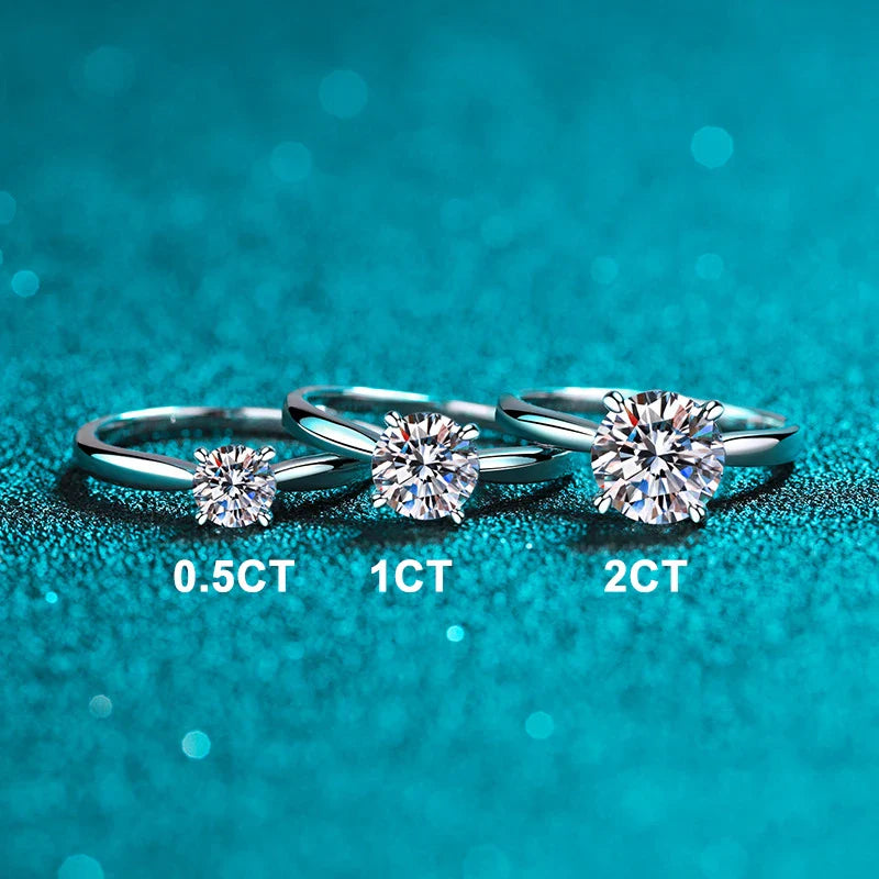 2ct Moissanite Engagement Ring for Women S925 Sterling Silver with Gold Plated Lab Diamond Promise Wedding Band Jewelry
