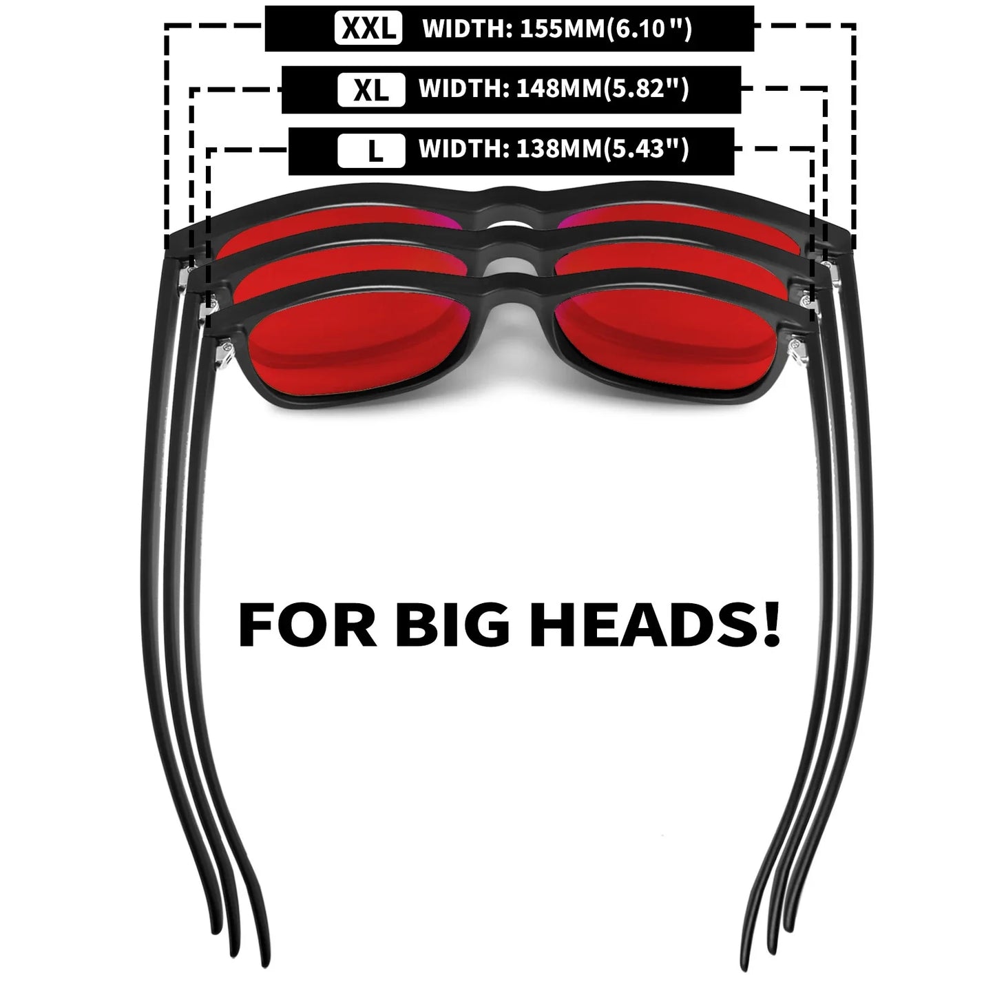 XXL 99% Blue Light Blocking Glasses for Big Heads Men Women UV400 TR90 Oversized Computer Sunglasses 8806