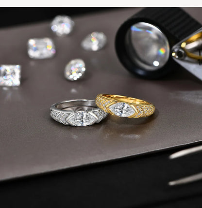 Mariquise Cut 1CT Moissanite Ring For Women Men 925 Sterling Silver 18K Gold Plated Engagement Jewelry with Certificate