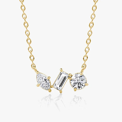 Marquise/Round/Rectangular Cut Moissanite Pendant Necklace For Women Three Stone Irregular Moissanite Diamond Necklace