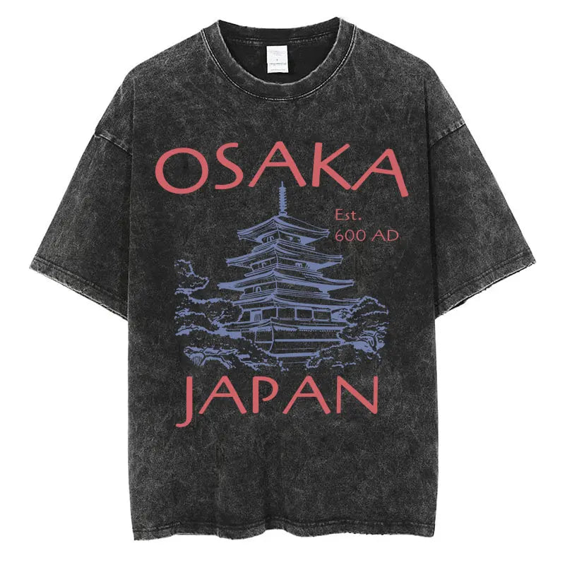 Japanese Tokyo Tokyo Culture Print Washed T Shirt Funny Fashion Vintage Men Women T-shirts Cotton Casual Loose Tees Streetwear