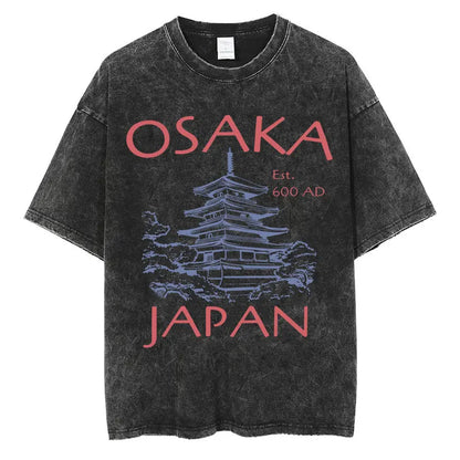 Japanese Tokyo Tokyo Culture Print Washed T Shirt Funny Fashion Vintage Men Women T-shirts Cotton Casual Loose Tees Streetwear