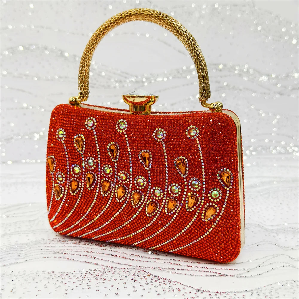 2025 Elegant Rhinestone Pointed Toe Pumps With Matching Bag Set Large Size shoes Big Bag for Women's Party High Heels