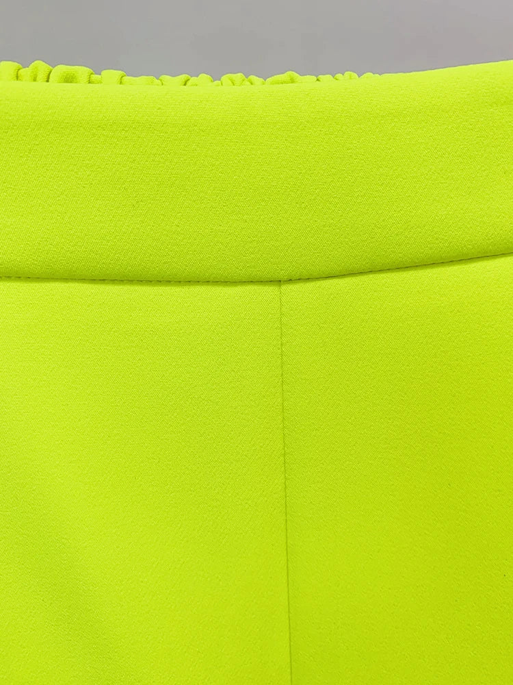 HIGH STREET Newest Fashion 2026 Designer Jacket Women Peak Strong Shoulder Double Breasted Long Blazer Fluorescein