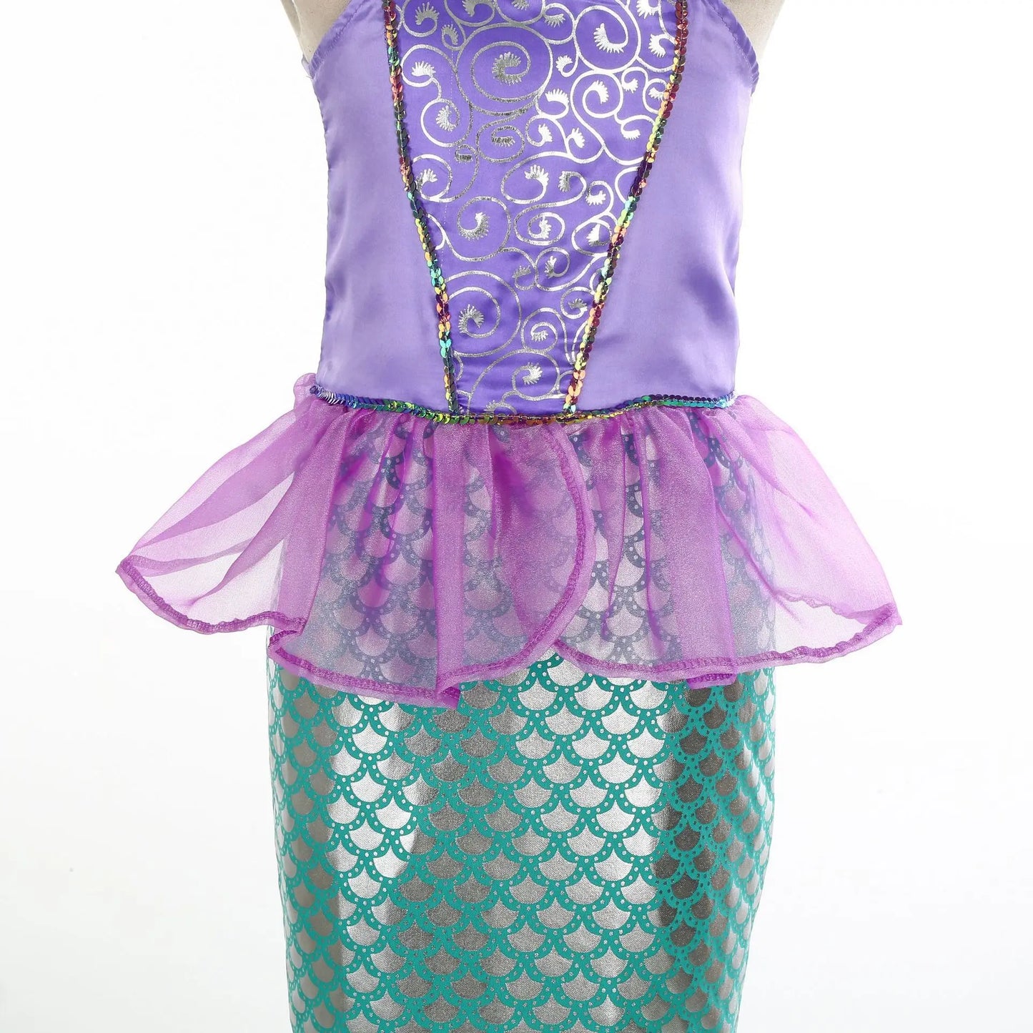 Kid Purple Mermaid Dress Princess Costume Perform Clothes Baby Girl Birthday Party Christmas Cosplay Dress Suit for Girls