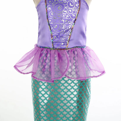 Kid Purple Mermaid Dress Princess Costume Perform Clothes Baby Girl Birthday Party Christmas Cosplay Dress Suit for Girls