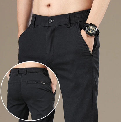 New Spring Summer Lyocell Fabric Mens Casual Pants Hight Quality Fashion Slim Business Trousers Brand Elastic Soft Pants