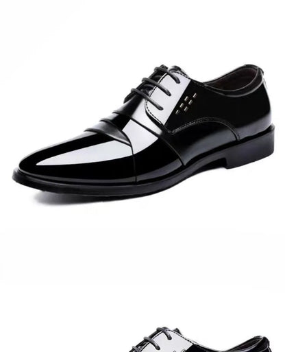 Men's Spring Casual Leather Shoes Business Formal Footwear Fashion Versatile Lace-up Dress Shoes for Youth