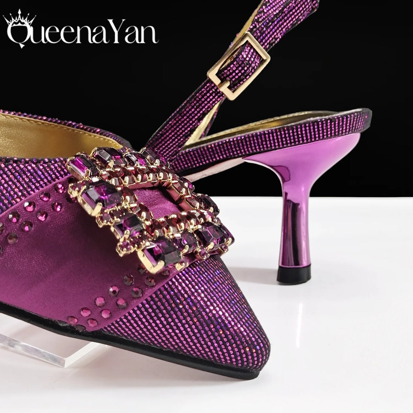 Italian Design Fashion Evening Shoes with Pointed Toe And Matching Clutch Bag Elegant Women's Footwear for Special Occasions