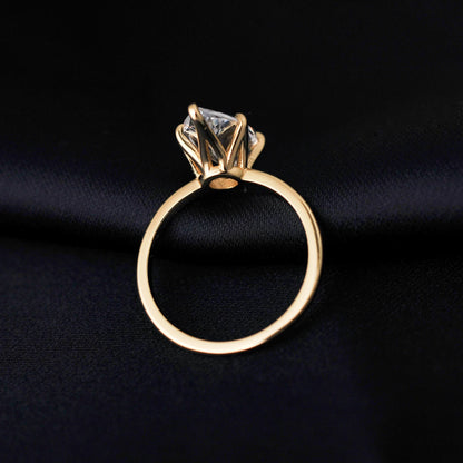 Vintage 9ct 5A Marquise Shape Cubic Zirconia Solitaire Engagement Ring For Women 925 Sterling Silver 14K Yellow Gold