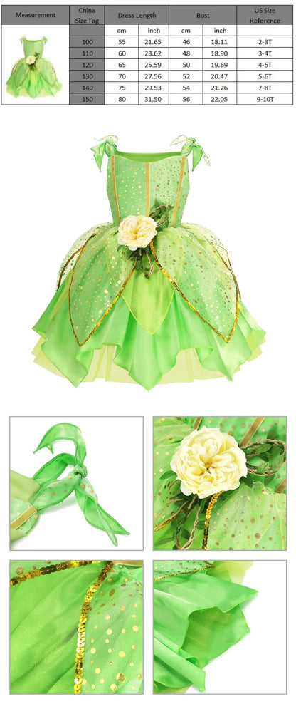 Muababy Princess Dress for Girls Aurora Belle Elsa Jasmine Cosplay Costume Party Halloween Carnival Outfit Kids 2-8Y Vestido