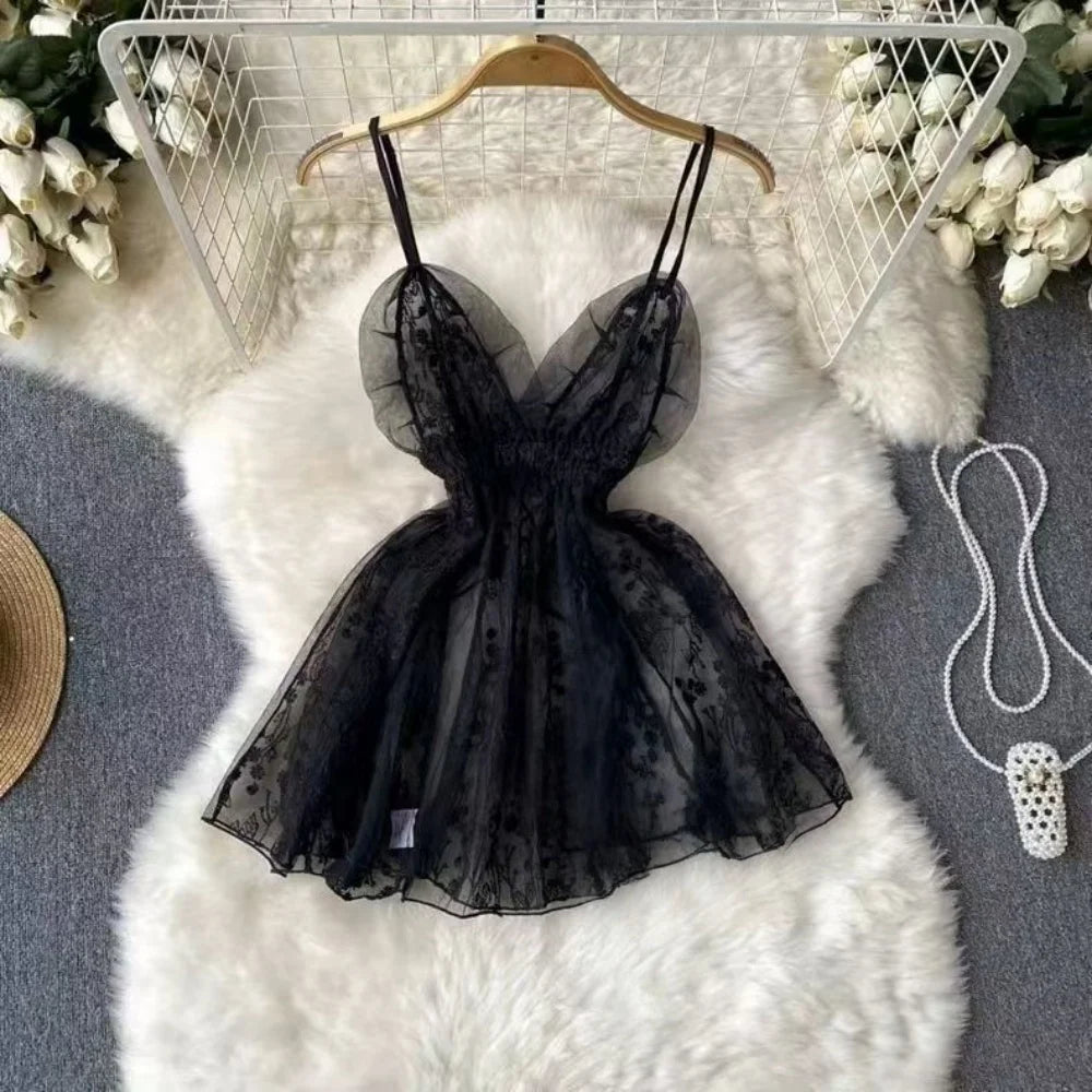 Woman Plus Size Sexy V-Neck Strap Dress Lace Trim Slim Short Dress Women Fashion Comfortable Dress Party Hotsweet