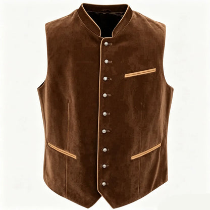 Men Vest Black Suede Velvet High Neck Single Breasted Waistcoat For Wedding Banquet Business Work Casual Daily Men Suit Vest