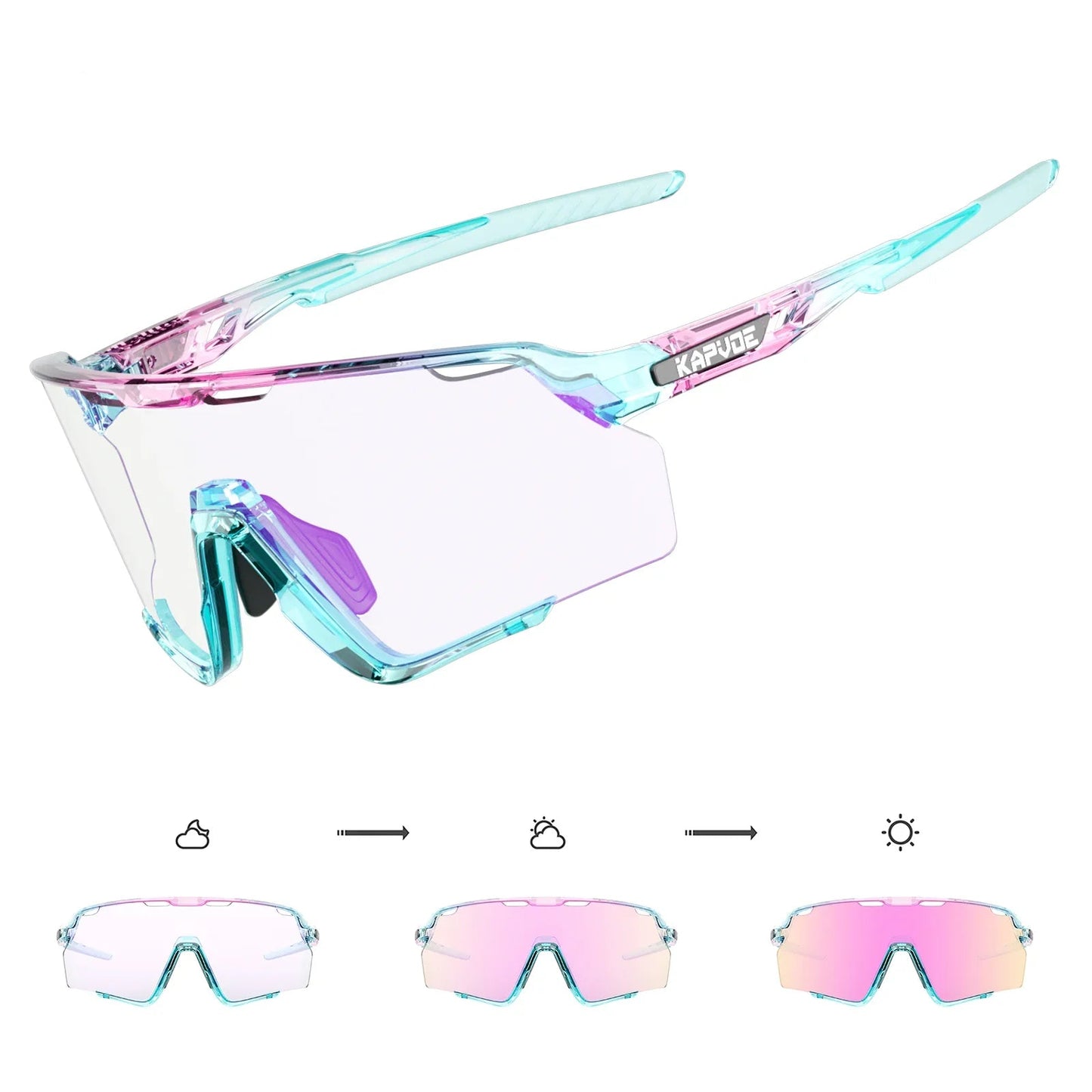Photochromic Cycling Glasses Silver Lens Sunglasses Multi Color Men Women Bike Outdoor Eyewear Riding Driving Running