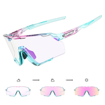 Photochromic Cycling Glasses Silver Lens Sunglasses Multi Color Men Women Bike Outdoor Eyewear Riding Driving Running