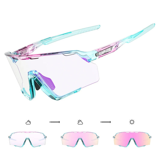 Photochromic Cycling Glasses Silver Lens Sunglasses Multi Color Men Women Bike Outdoor Eyewear Riding Driving Running