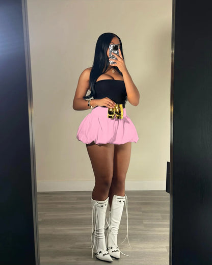 Women Leopard Print Bubble Mini Skirt High Waist Cute Puffy Hem Puffer A Line Short Skirts Y2K Going Out Night Club Party Skirts
