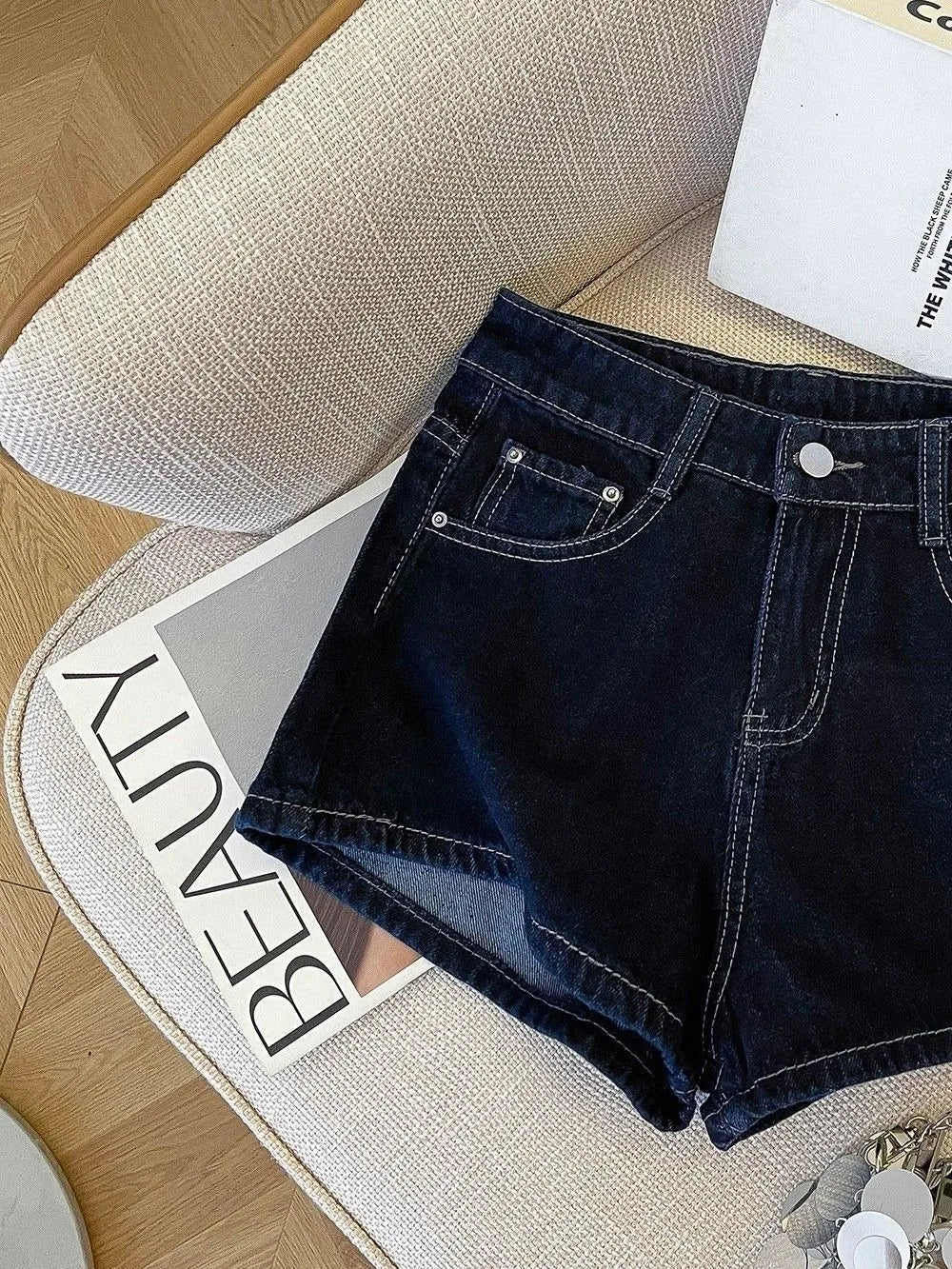Dark Wash Denim Shorts Women's Petite Size Loose Wide Leg 2026 Summer New Casual Versatile Slim Fit Jean Shorts