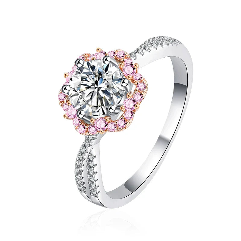 1ct Moissanite Rings for Women Sparkling Lab Gem Wedding Band S925 Sterling Silver Eternity Engagement Promise Rings