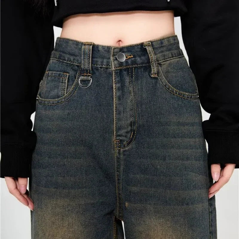 Summer Men Baggy Jeans Unisex Vintage American Style Straight Wide Leg Denim Pants Fashion Brand Hot Sale Casual Trousers