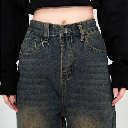 Summer Men Baggy Jeans Unisex Vintage American Style Straight Wide Leg Denim Pants Fashion Brand Hot Sale Casual Trousers