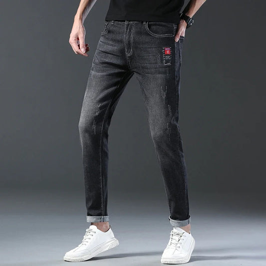 2024 Men's Fashion and Casual New Four Seasons Lightweight Long Pants Men's denim pants Straight leg pants Elastic jeans